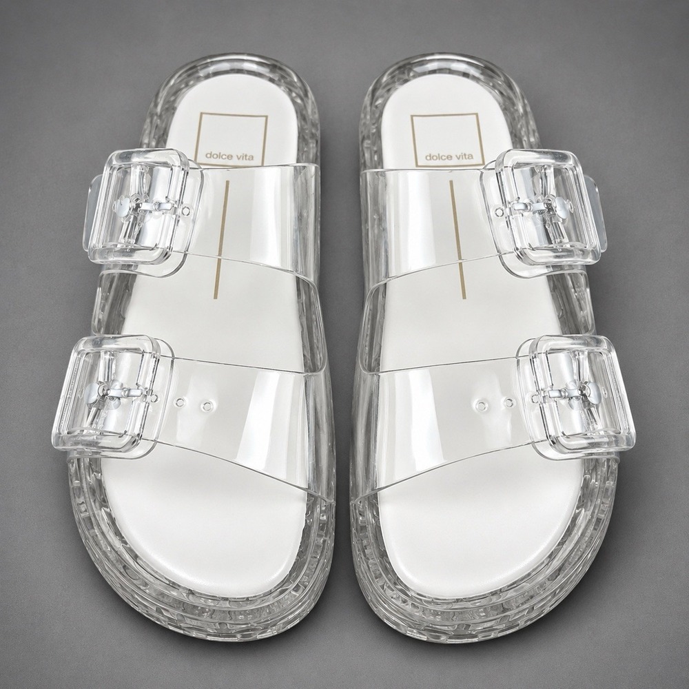 Anthropologie Dolce Vita Julio Translucent Double Buckle Jelly Sandals Womens 9